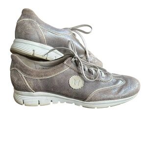 Mephisto Sneakers Shoe Silver Grey Metallic Leather Runoff Air Jet Shimmer Sz 10